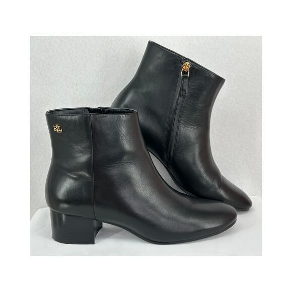 Lauren Ralph Lauren Welford II Booties Black Leather Classic Old Money 10B - Picture 2 of 10